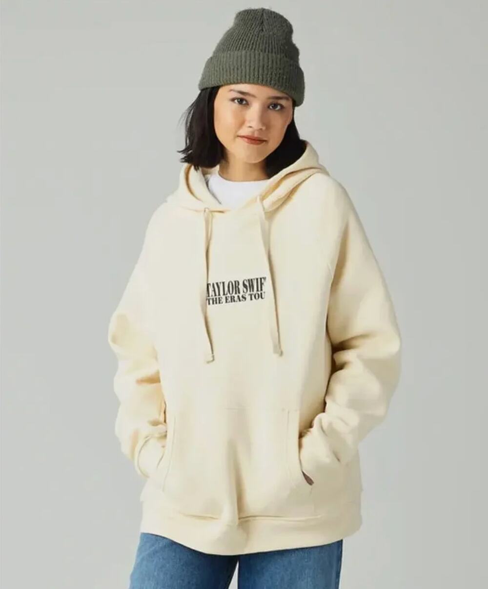 TAYLOR SWIFT Official The Eras Tour Cream Beige Graphic Oversized Hoodie Size L